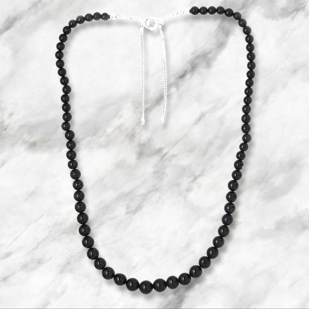 Price Dropnwt Rare California Black Jade Beaded Necklace In Sterling Silver